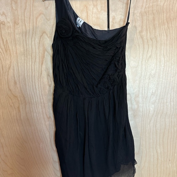Blue silk one-shoulder Halston Heritage dress - Picture 4 of 4
